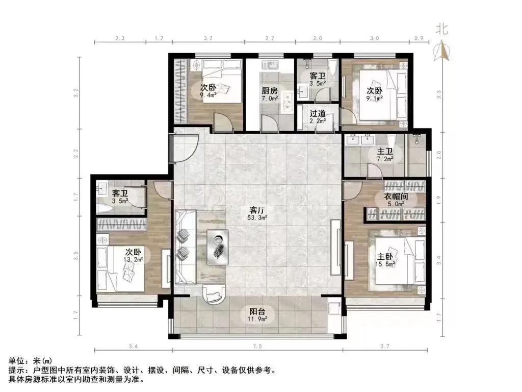 158平米户型图图片