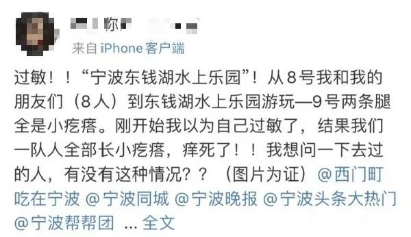 热点|痒！多名游客到东钱湖水上乐园游玩后皮肤过敏，“肇事者”找到了