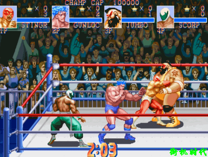 街机游戏摔跤霸王白玩二十年利用技巧一招将对手打成残血