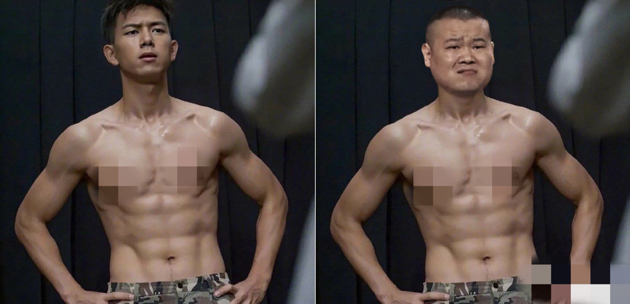 岳云鹏为演男一p照片,八块腹肌引人注目,把英文单词打错惹人笑