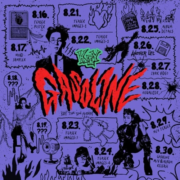 SHINee金起范Key将于8月30日回归《Gasoline》日程海报公开