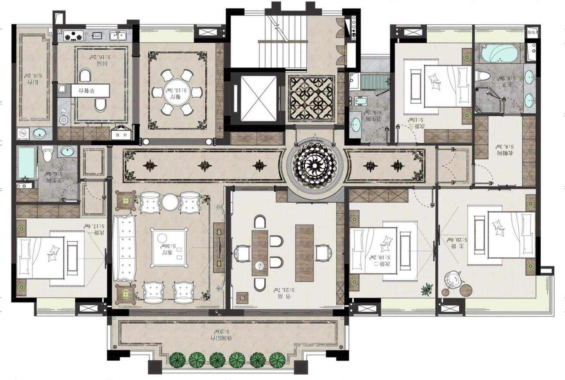 这个大平层户型绝对的哇塞!嘎嘎板正!