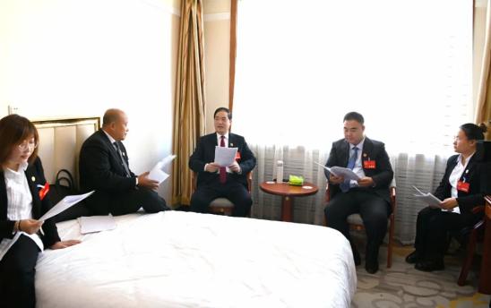 与会人大代表分组审查松原市长岭县人大常委会和"法检"两院工作报告