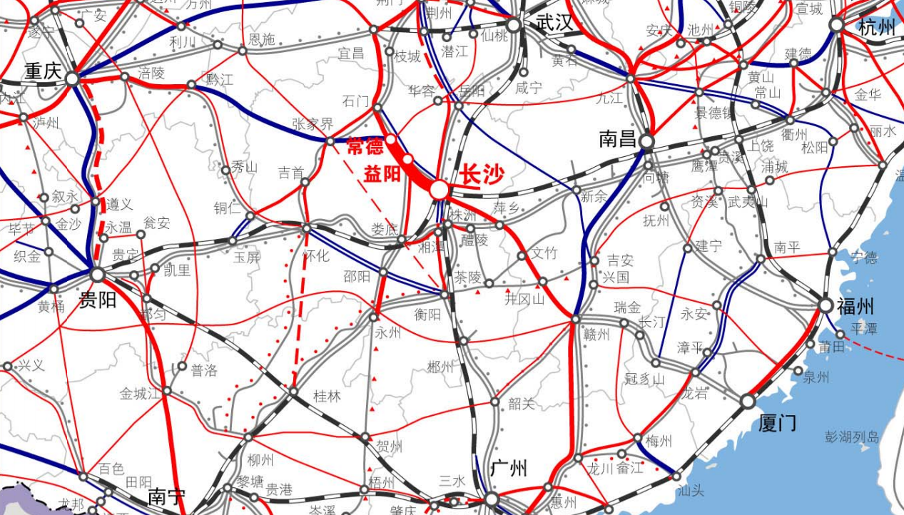 渝厦高铁常益长段的车站布置