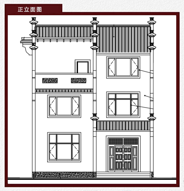 10x10米新徽派农村三层小别墅,带堂屋有露台,传统艺术的传承