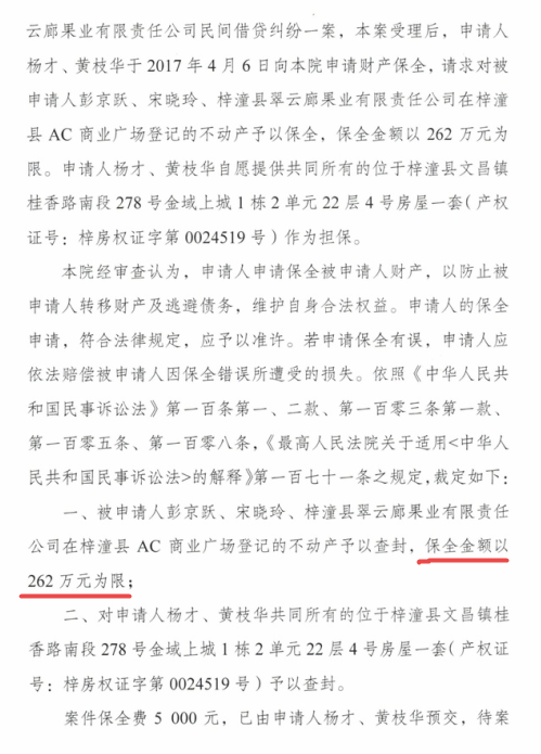 262万借贷案 绵阳梓潼一企业被超额查封近亿资产