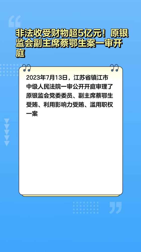 非法收受财物超5亿元!原银监会副主席蔡鄂生案一审开庭