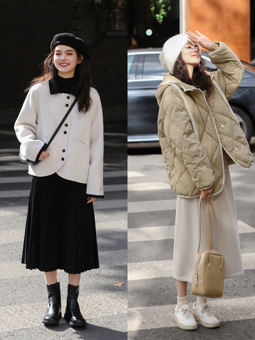 事实证明,不到160㎝的小个子还是穿"短外套",不显矮显腿长