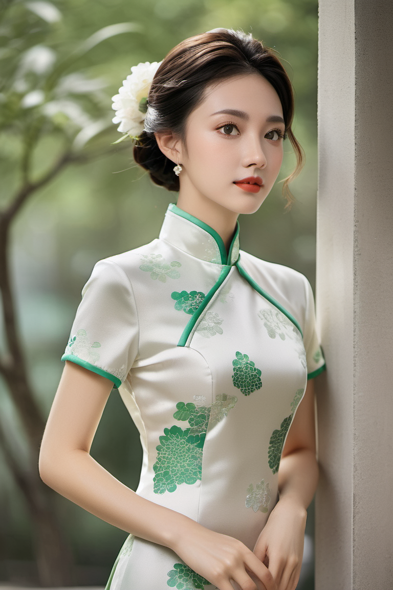 ai绘画旗袍美人,肤白体美优雅迷人