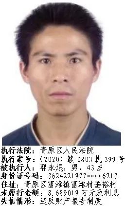 青原法院曝光2020年第二批"老赖"名单