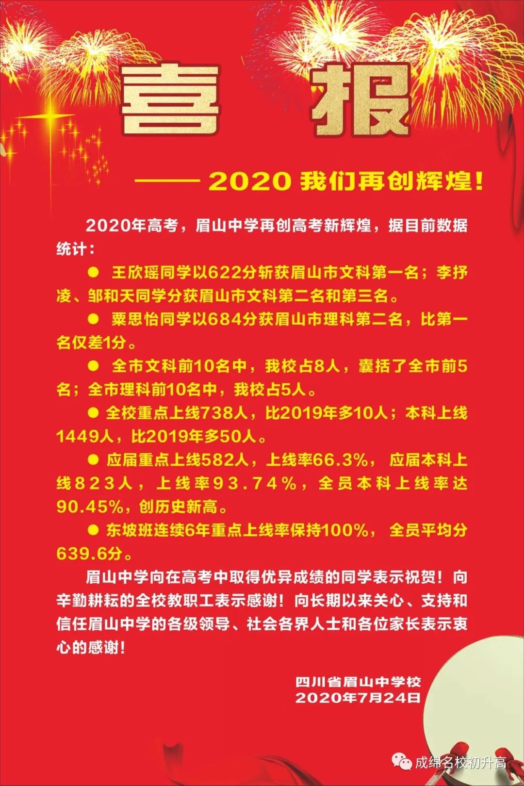 2020四川超百所高中高考喜报最新汇总,来看看你的母校成绩如何?