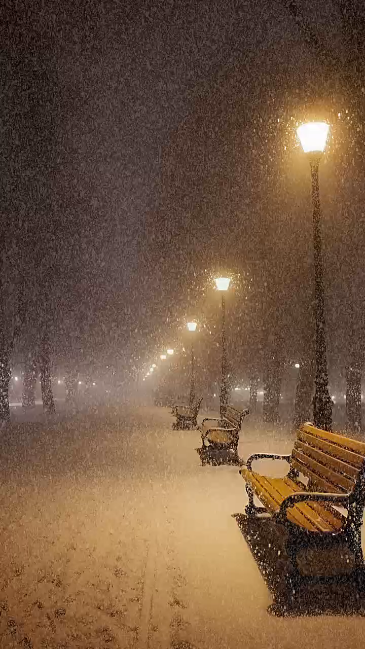晚上的雪景很迷人哦