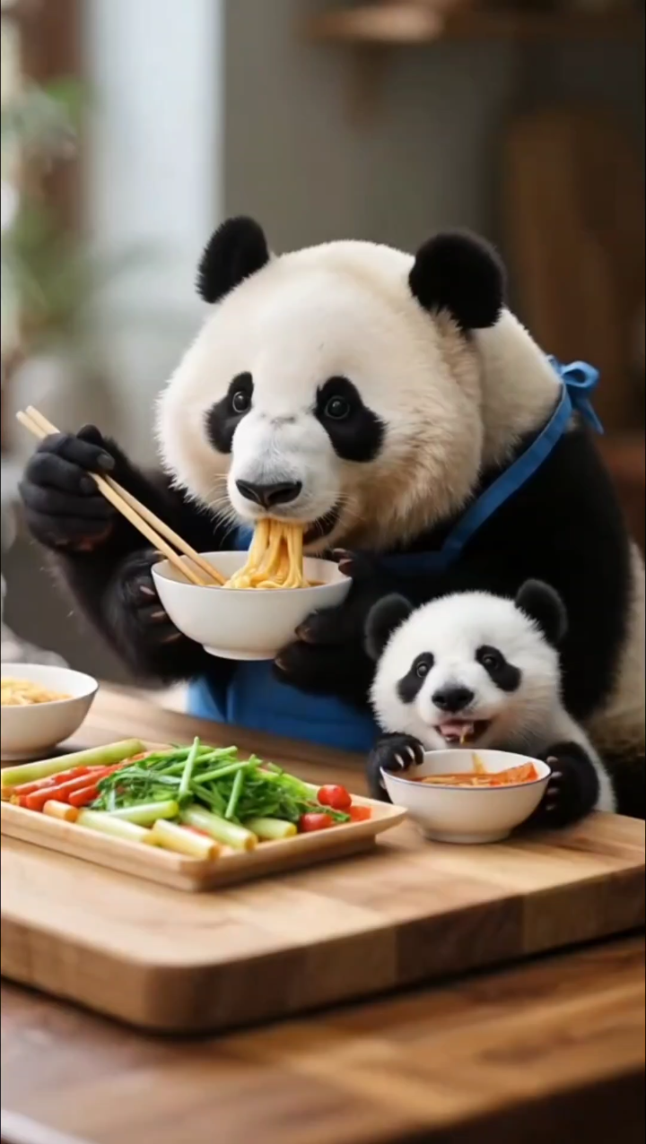 熊猫吃面,熊猫干饭