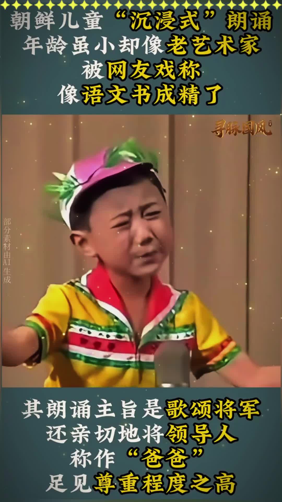 朝鲜小孩夸张朗诵,网友:仿佛看到了80后小时候