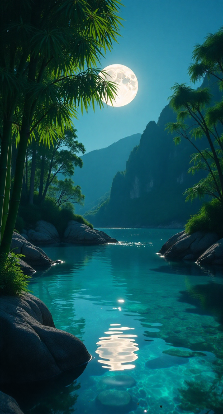 要生成的手机壁纸,水中照月
