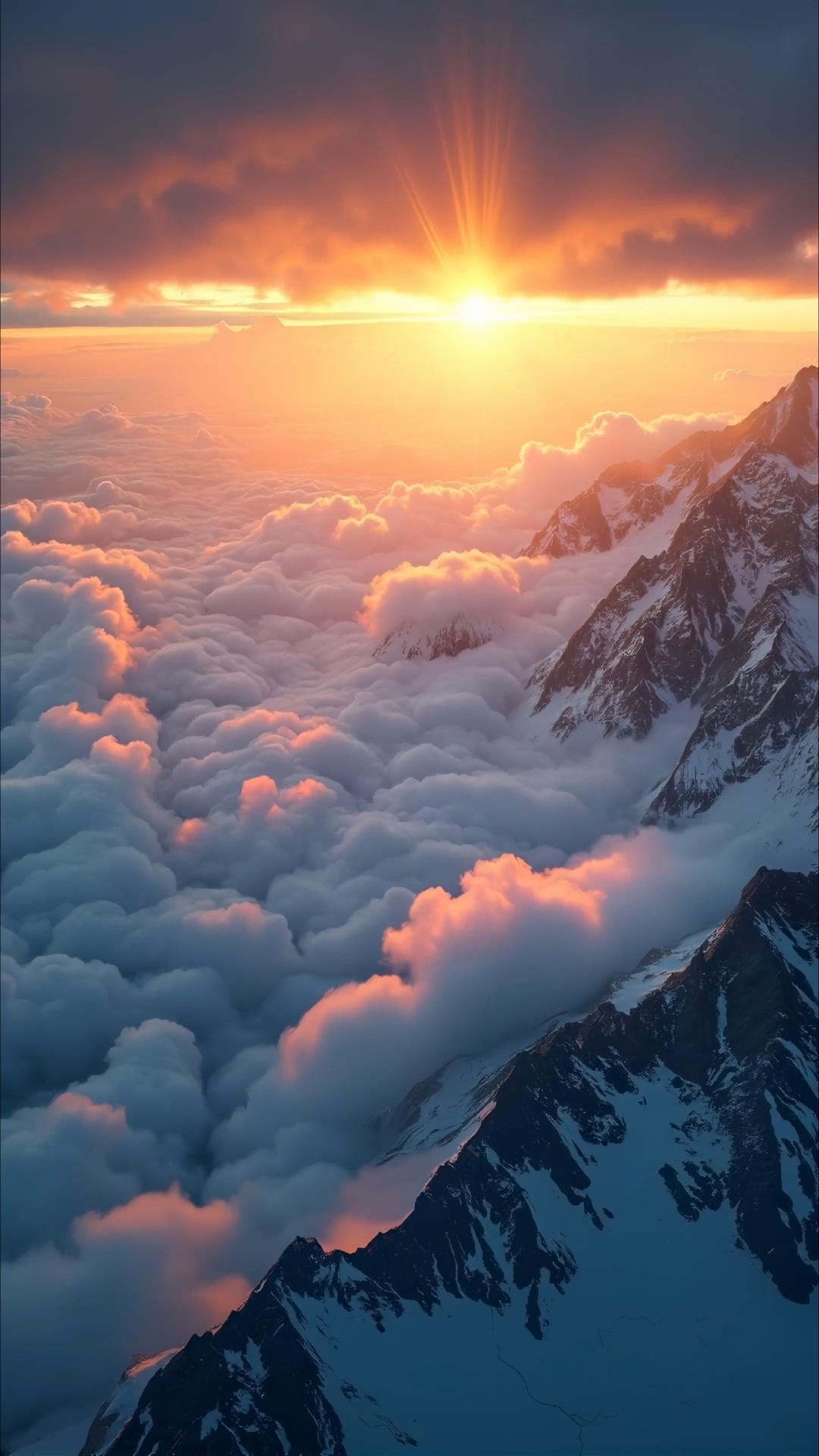 雪山云海与日出