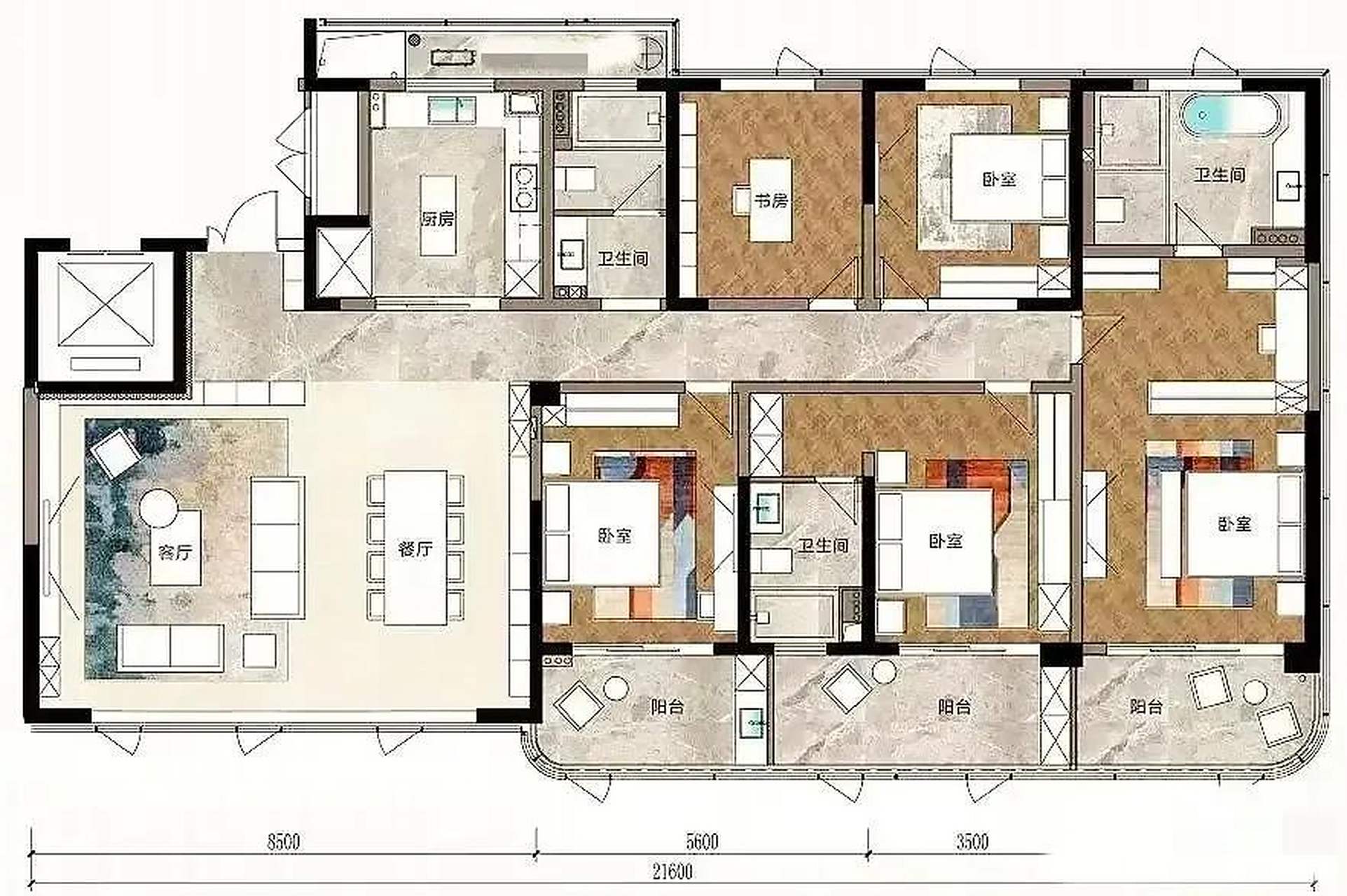 终于又见到一款满分五室户型!设计感太强了!