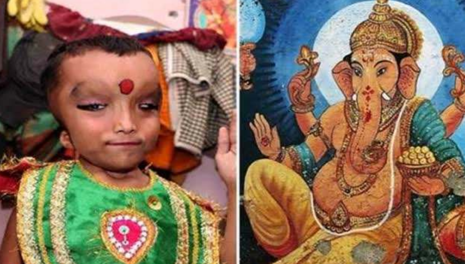 因长相神似象头神,印度男孩被视为神明化身,连亲爹都下跪供奉