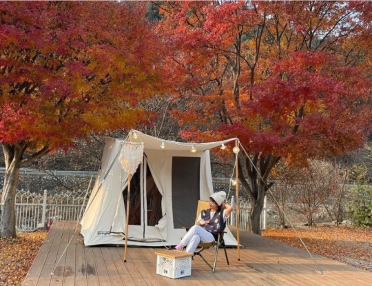 韩有拉透露露营旅行状况 享受着悠闲的时光