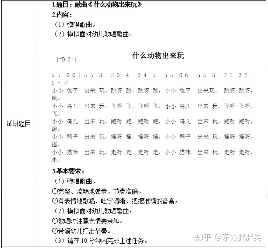 幼儿园教师资格证面试试讲真题——《什么动物出来玩》