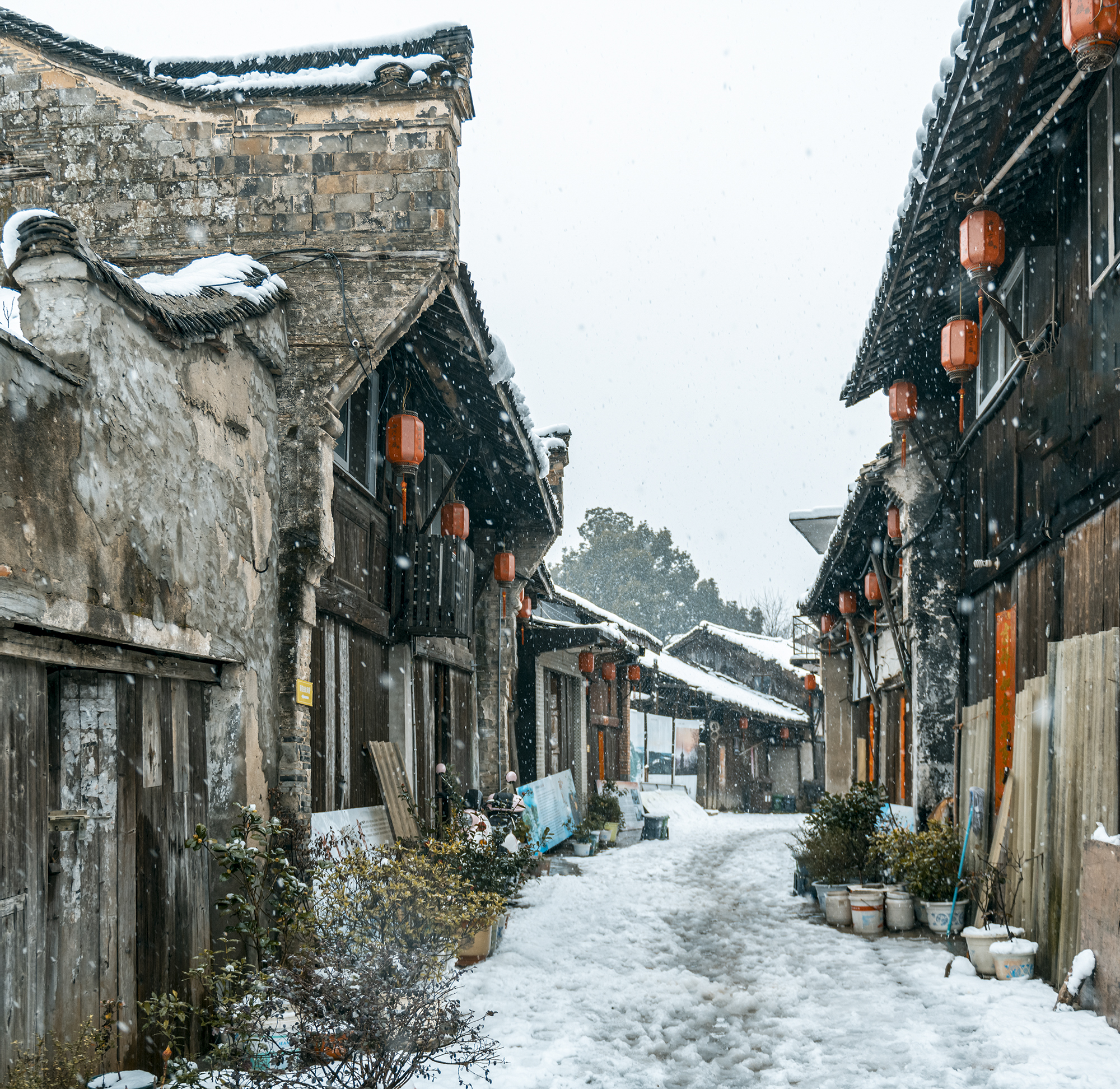 湾沚区:古镇雪景美如画