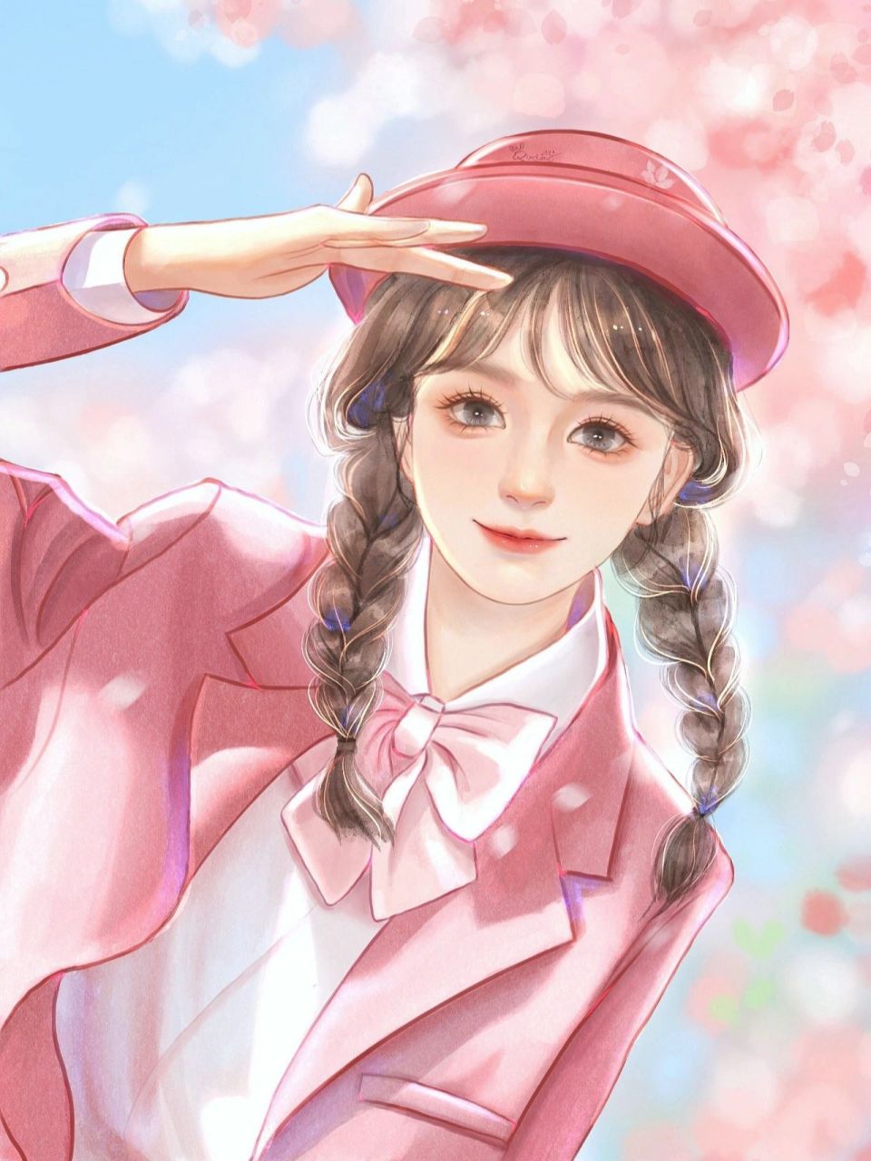 樱花jk少女丨procreate手绘水彩头像 浪漫春日 生活明朗 万物可爱