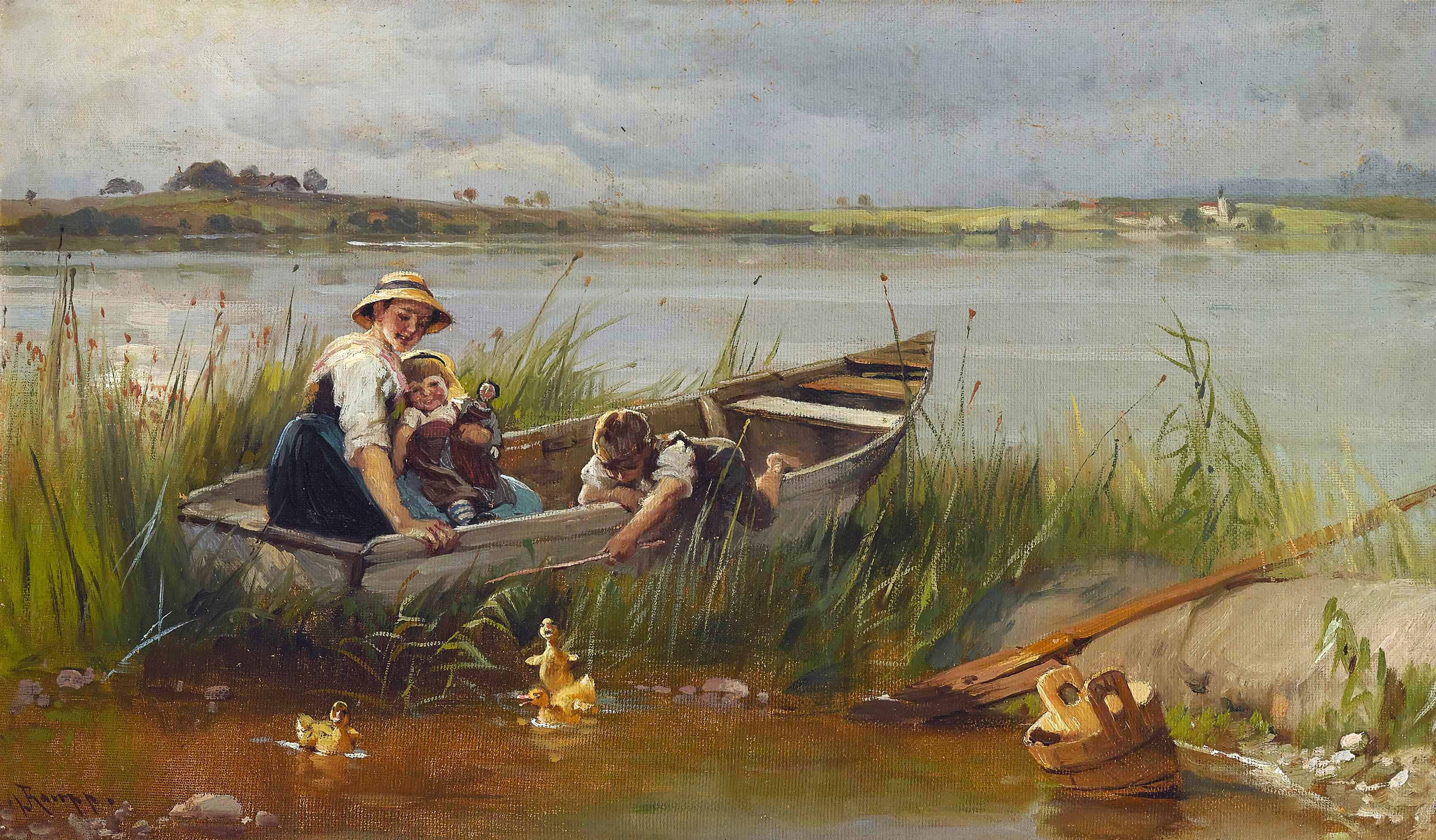 德国画家karl raupp|基姆湖上的划船派对风俗油画欣赏