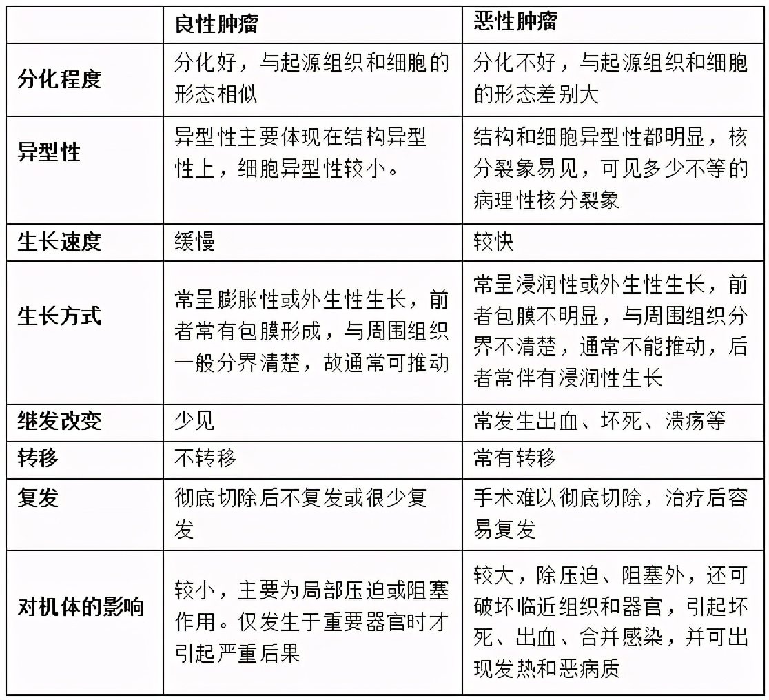良性肿瘤和恶性肿瘤的区别是什么?癌和肉瘤又有什么区别?