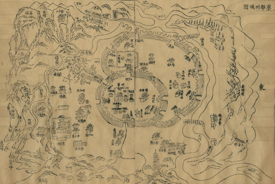 清朝宁都州城图