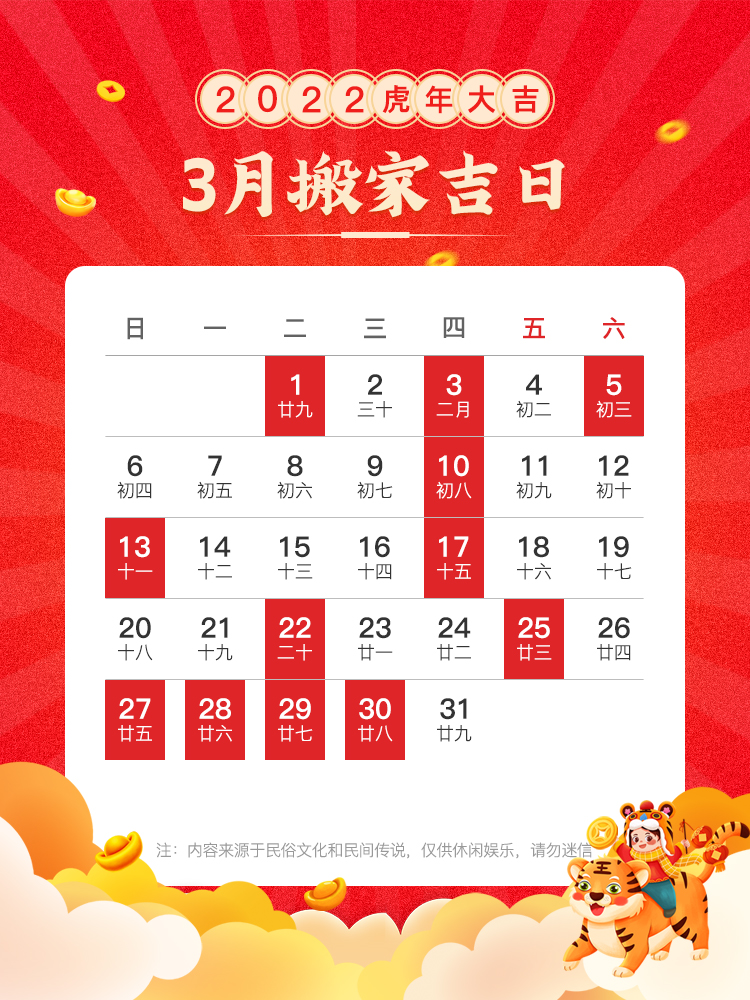 为了节省大家的时间,妥妥给大家总结了3月份的搬家吉日,有需要的朋友