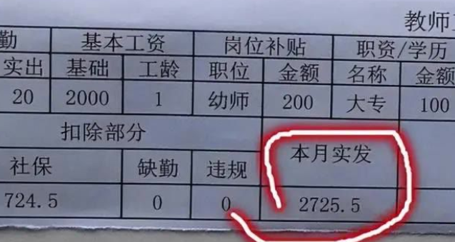 上海一老师晒出工资单,月入3万让人不敢相信,该老师认为很正常