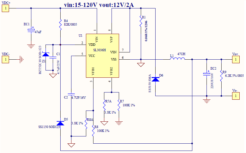 sl3036 72v降压5v/3.3v电源芯片 森利威尔电子低功耗芯片