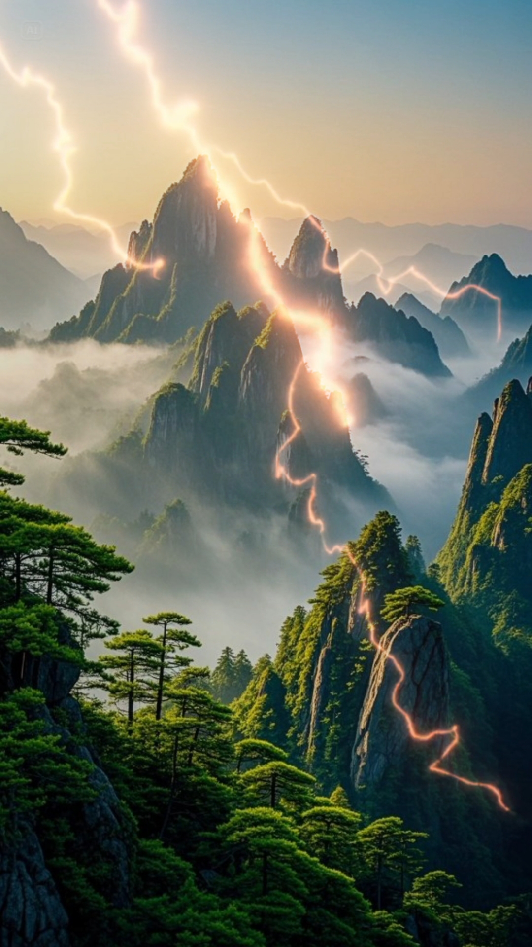 雷电交加,大雨倾盆,自然景观!