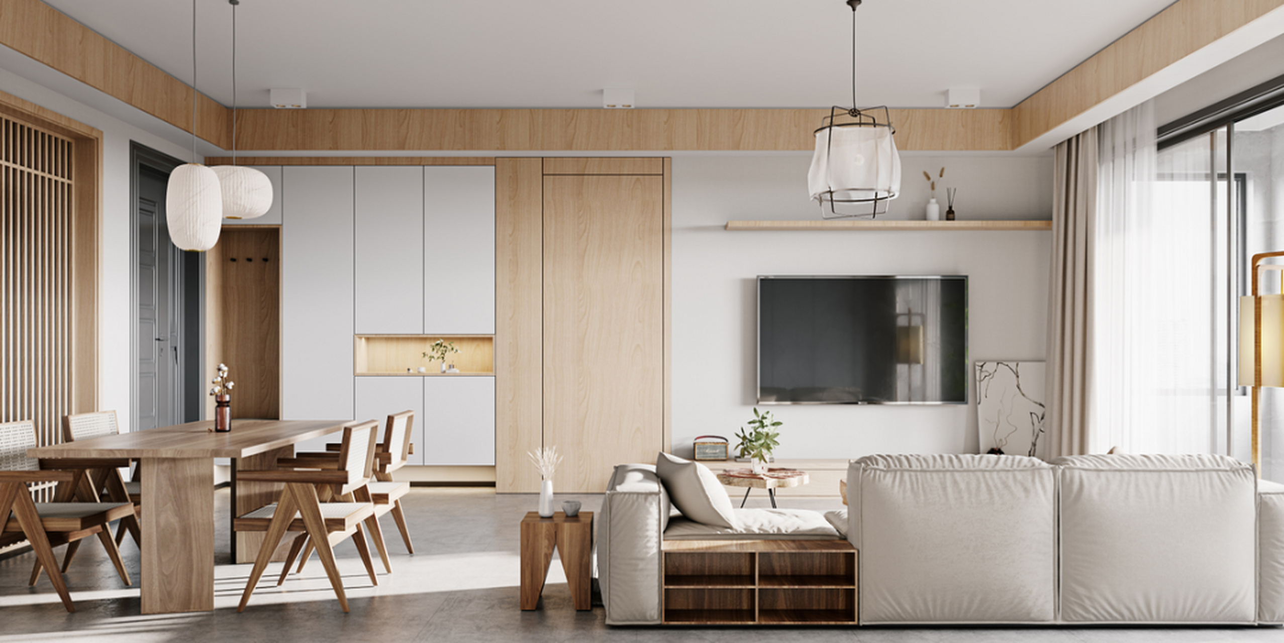 北欧风的电视墙,清新简约,给人一种自然舒适的感觉.