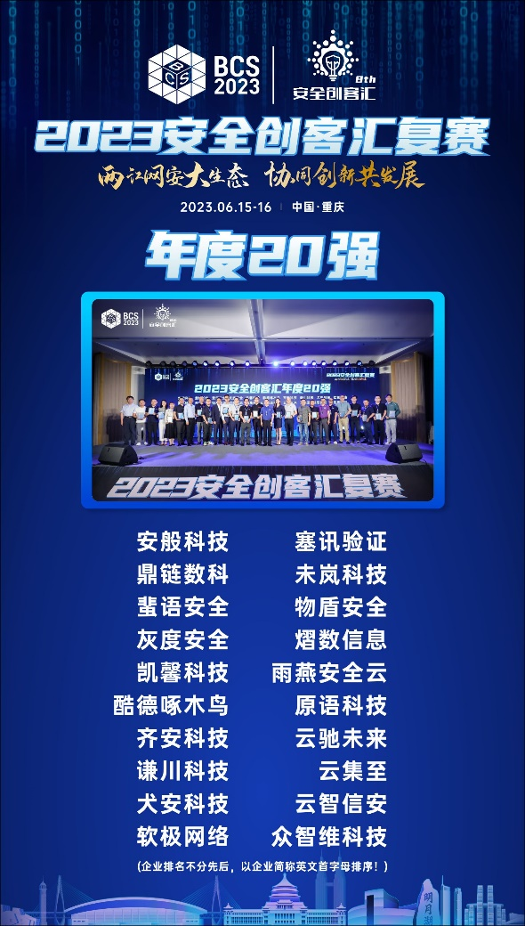 2023安全创客汇复赛落幕 20强企业晋级半决赛