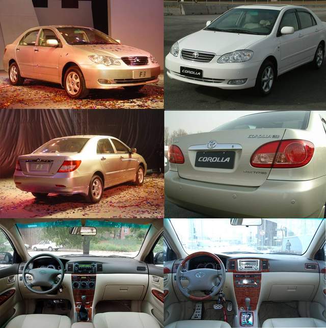 (左:比亚迪f3;右:花冠)