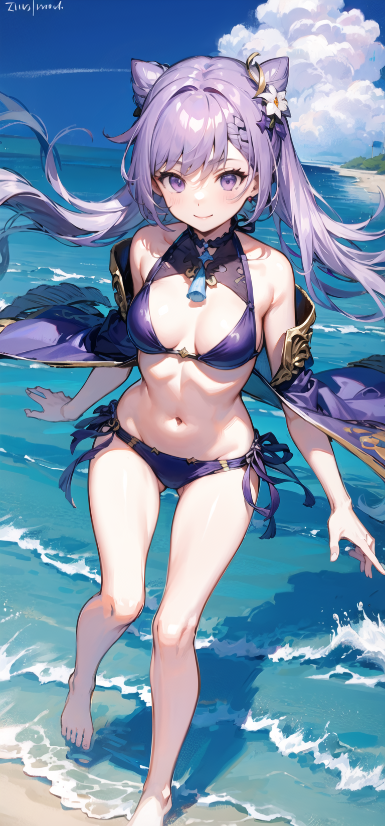 刻晴泳衣精美壁纸,来自ai绘图的魔法!015