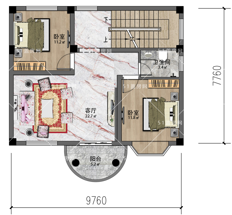 80平米农村三层小楼图,阳光房 大露台,小户型这样建好看又实用