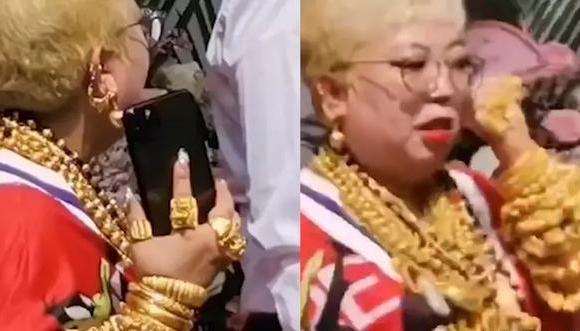 真土豪!青岛大妈核酸检测身上挂满金货,手上还挂十来个金手镯