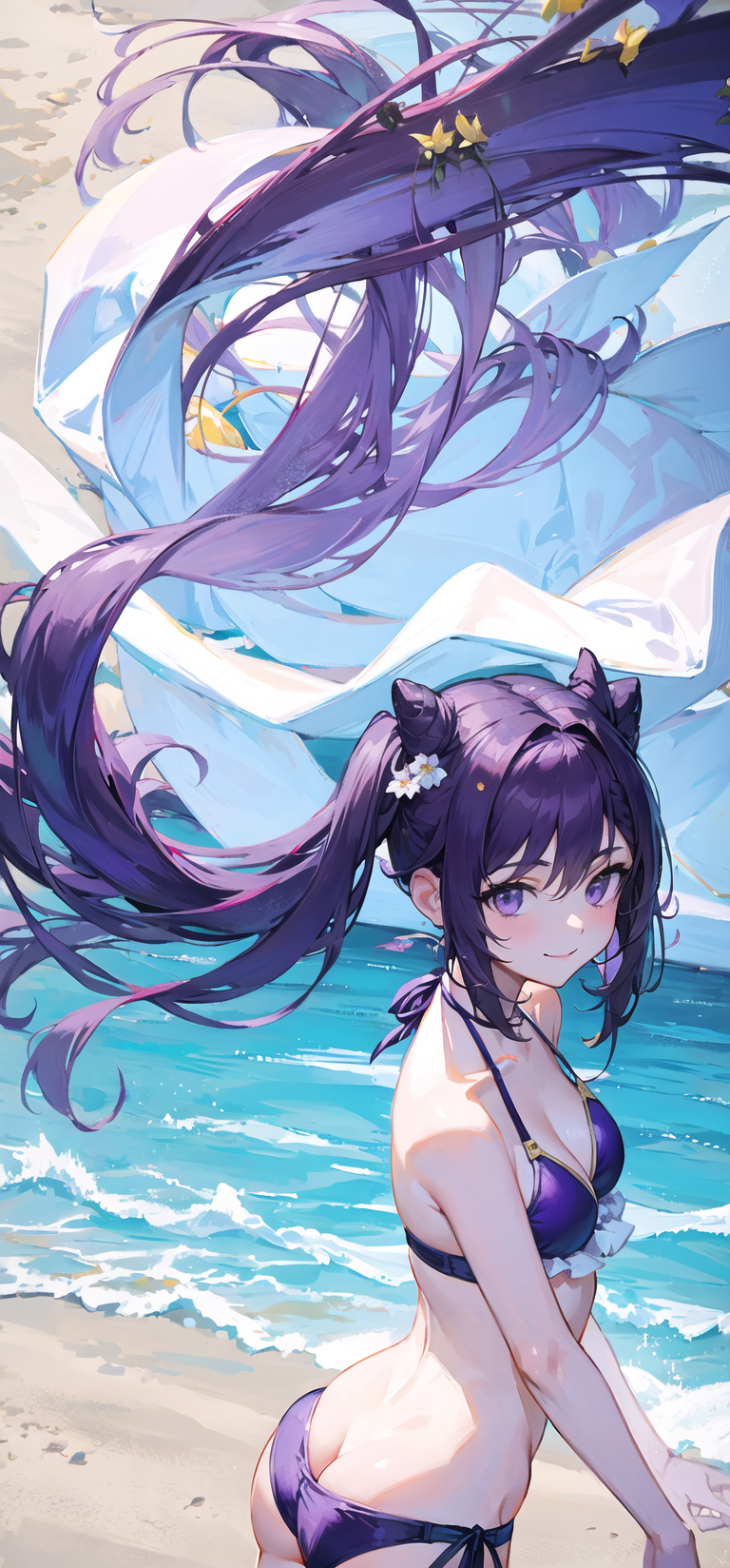 刻晴泳衣精美壁纸,来自ai绘图的魔法!015