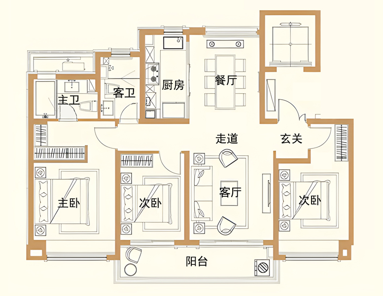 完美户型品鉴:117㎡四开间朝南,一般人怕是见都没见过