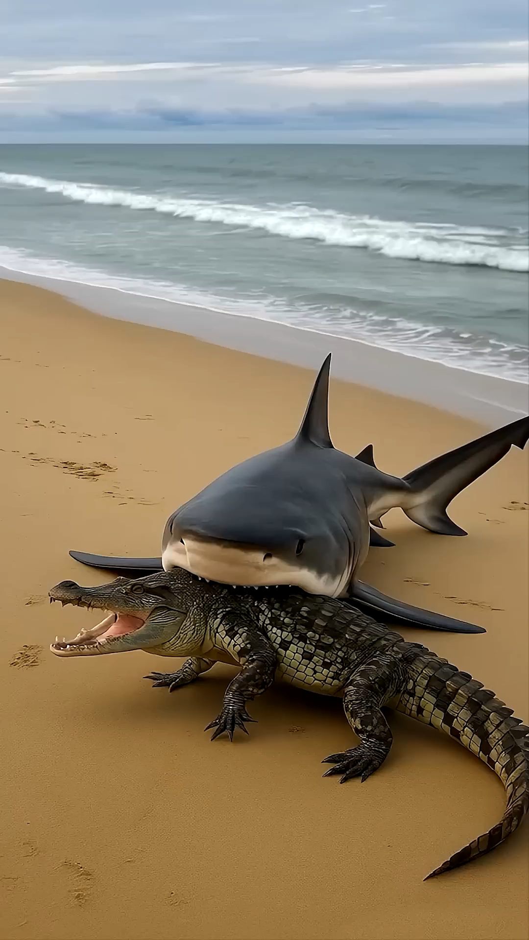 鲨鱼咬住了鳄鱼#ai