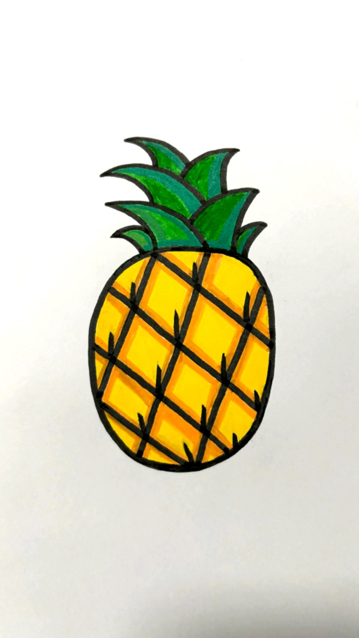 3岁小孩都能学会的菠萝画法,一看就会.-度小视