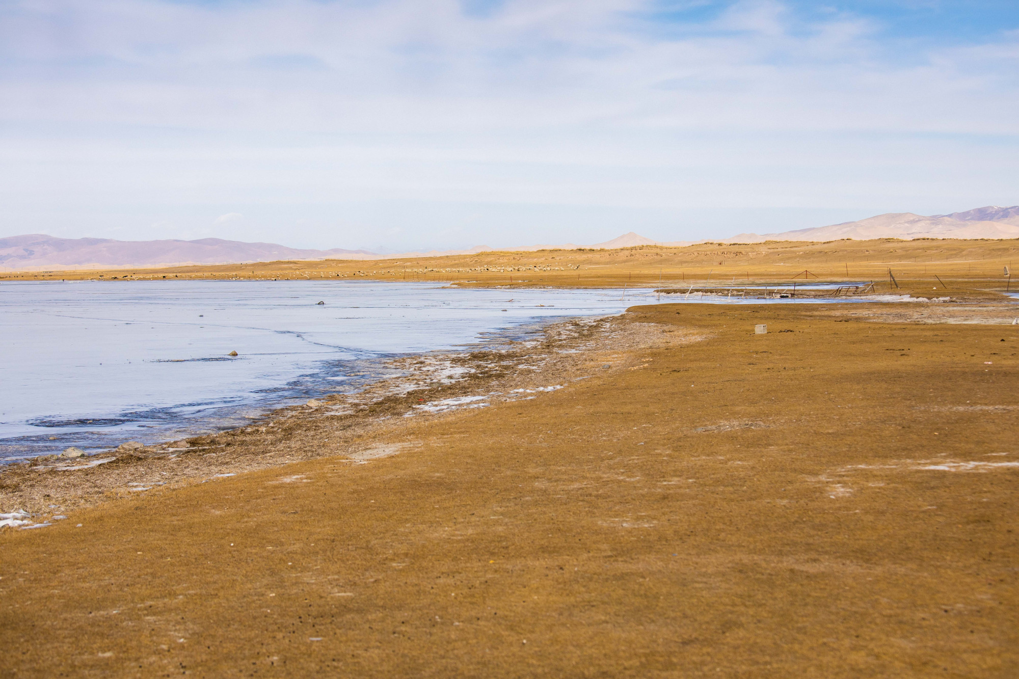 你见过冬天的青海湖吗?湖面都结冰了,景色却依旧美丽