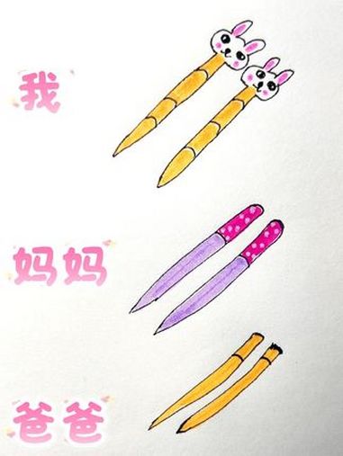 一家三口的筷子,爸爸的地位太明显了!小可爱们喜欢谁的筷子呢?