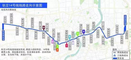 上海地铁14号线:嘉定区～普陀区～静安区～黄浦区～浦东新区