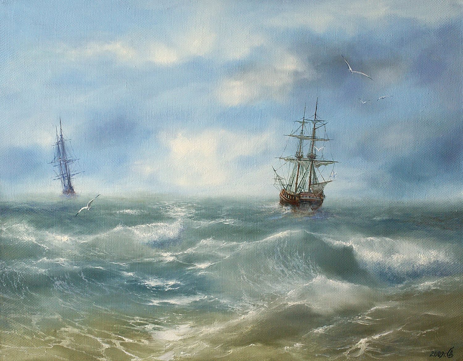 对海洋的无限热情,波澜壮阔海景油画︱谢尔盖·多罗费耶夫