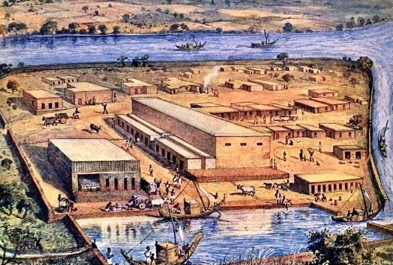 摩亨佐达罗部分城区复原图,旁边河流即为印度河