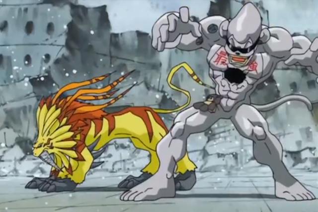 狮子兽在《数码兽大冒险》第一部的第八话就登场了