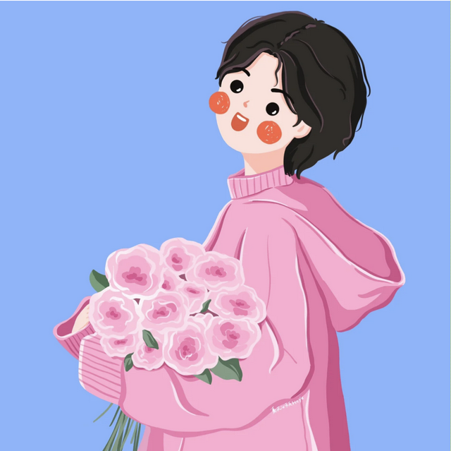 最近超火的手捧鲜花春天头像,太可爱太治愈了